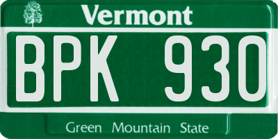 VT license plate BPK930