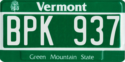 VT license plate BPK937