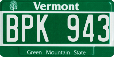 VT license plate BPK943