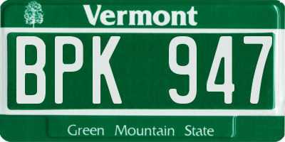 VT license plate BPK947