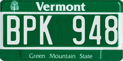VT license plate BPK948