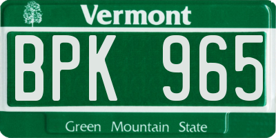 VT license plate BPK965