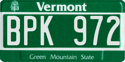 VT license plate BPK972