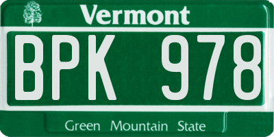 VT license plate BPK978