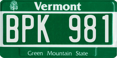 VT license plate BPK981
