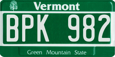 VT license plate BPK982