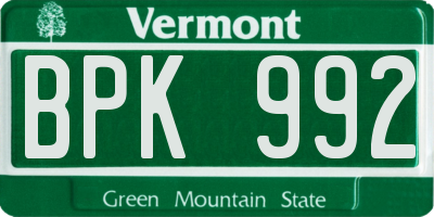 VT license plate BPK992