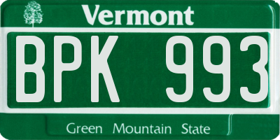 VT license plate BPK993