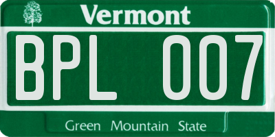 VT license plate BPL007