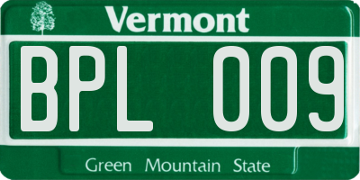 VT license plate BPL009