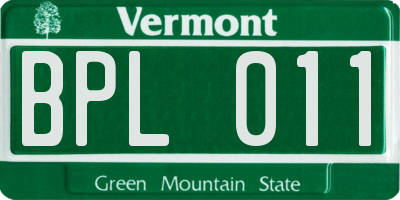 VT license plate BPL011