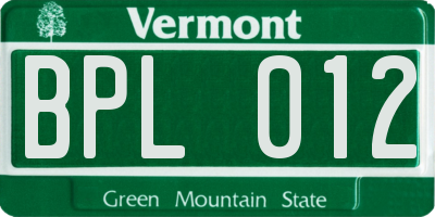 VT license plate BPL012