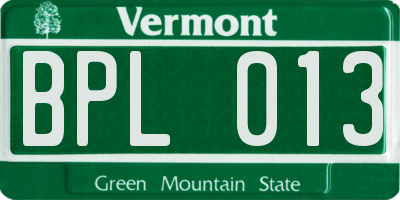 VT license plate BPL013