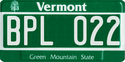 VT license plate BPL022