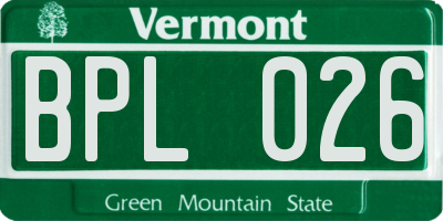 VT license plate BPL026