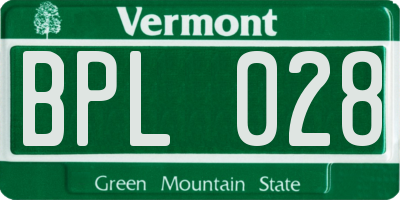 VT license plate BPL028