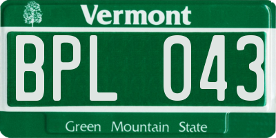 VT license plate BPL043