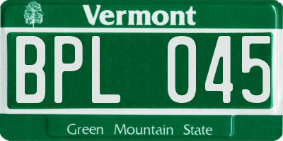 VT license plate BPL045