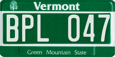VT license plate BPL047