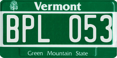 VT license plate BPL053