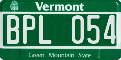 VT license plate BPL054