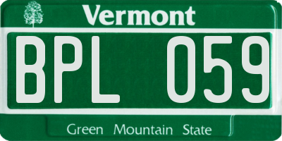 VT license plate BPL059