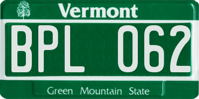 VT license plate BPL062