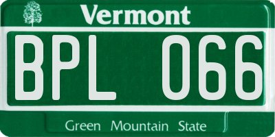 VT license plate BPL066