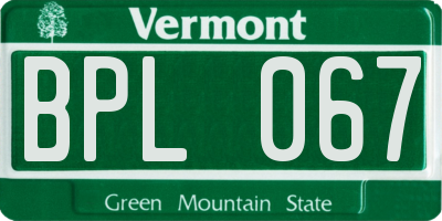 VT license plate BPL067