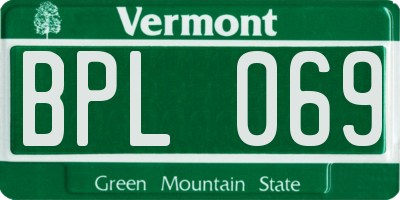 VT license plate BPL069