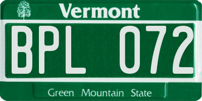 VT license plate BPL072