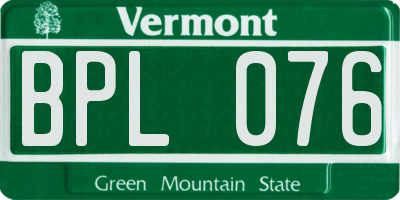 VT license plate BPL076