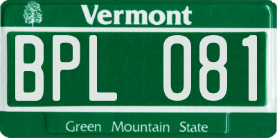 VT license plate BPL081