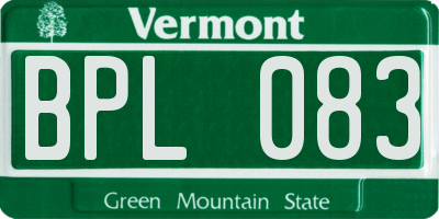 VT license plate BPL083