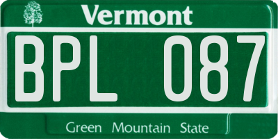VT license plate BPL087