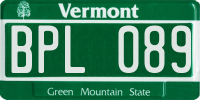 VT license plate BPL089