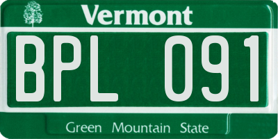 VT license plate BPL091