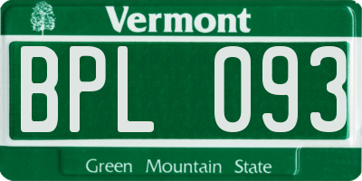 VT license plate BPL093