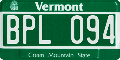 VT license plate BPL094