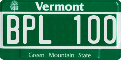 VT license plate BPL100