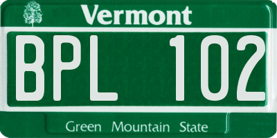 VT license plate BPL102