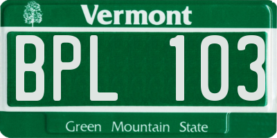 VT license plate BPL103