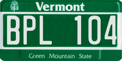 VT license plate BPL104