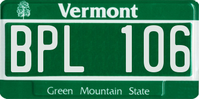 VT license plate BPL106