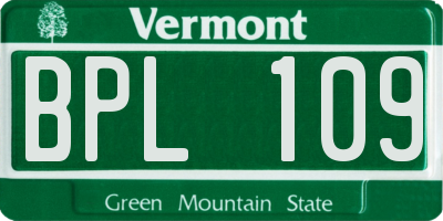 VT license plate BPL109