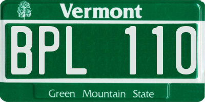 VT license plate BPL110