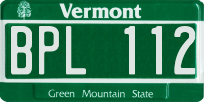 VT license plate BPL112