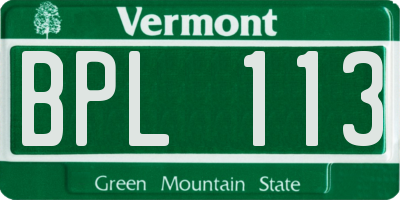 VT license plate BPL113