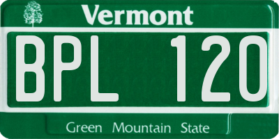 VT license plate BPL120