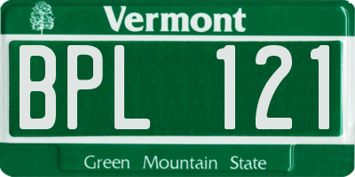 VT license plate BPL121